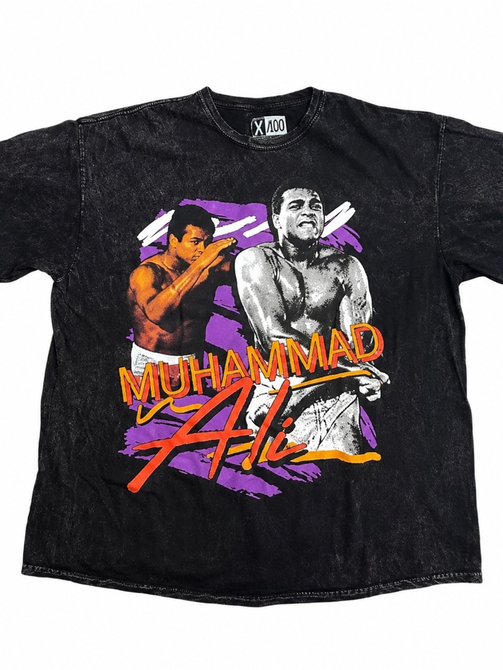 Muhammad Ali Graphic T Shirt Mens XL Black Acid Wash Boxing Fighter Tee